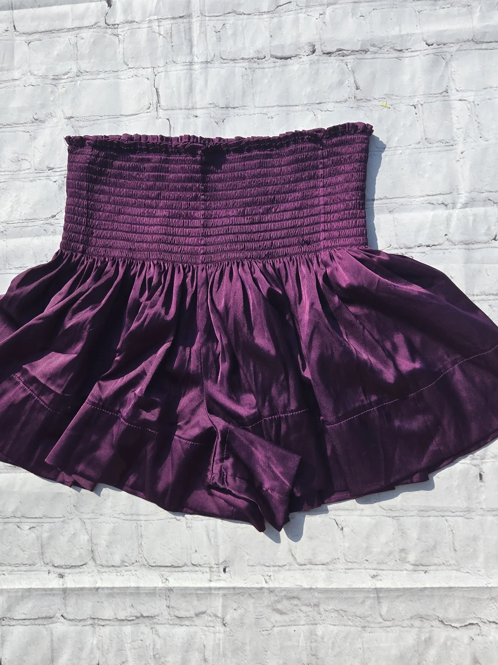 Natural Life Smocked Waist Plum Purple Flowy Pull On Daisy Shorts  M